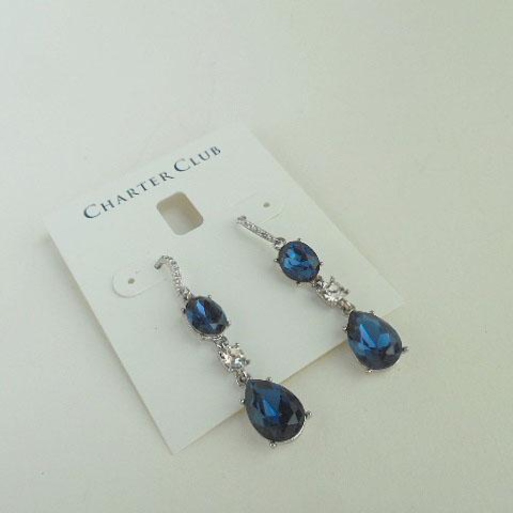 Charter club blue dangly earrings